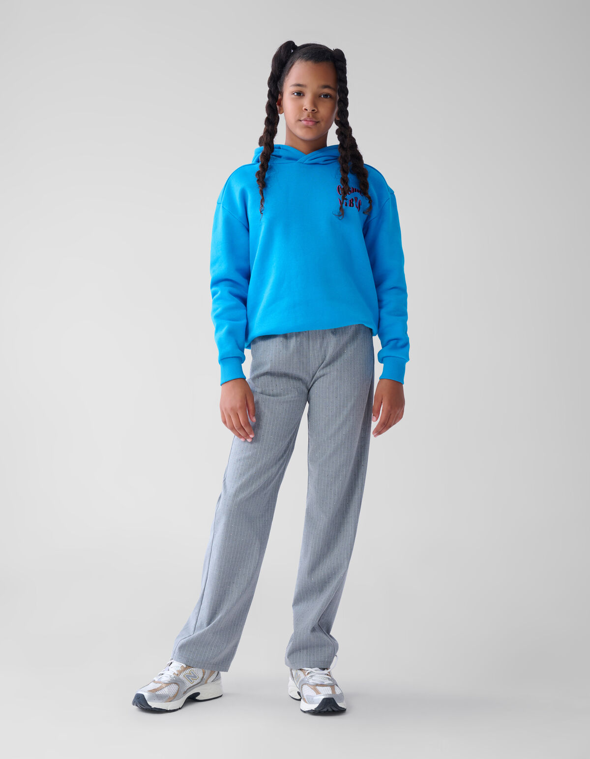 Gestreepte Strass Pantalon Grijs SHOEBY GIRLS