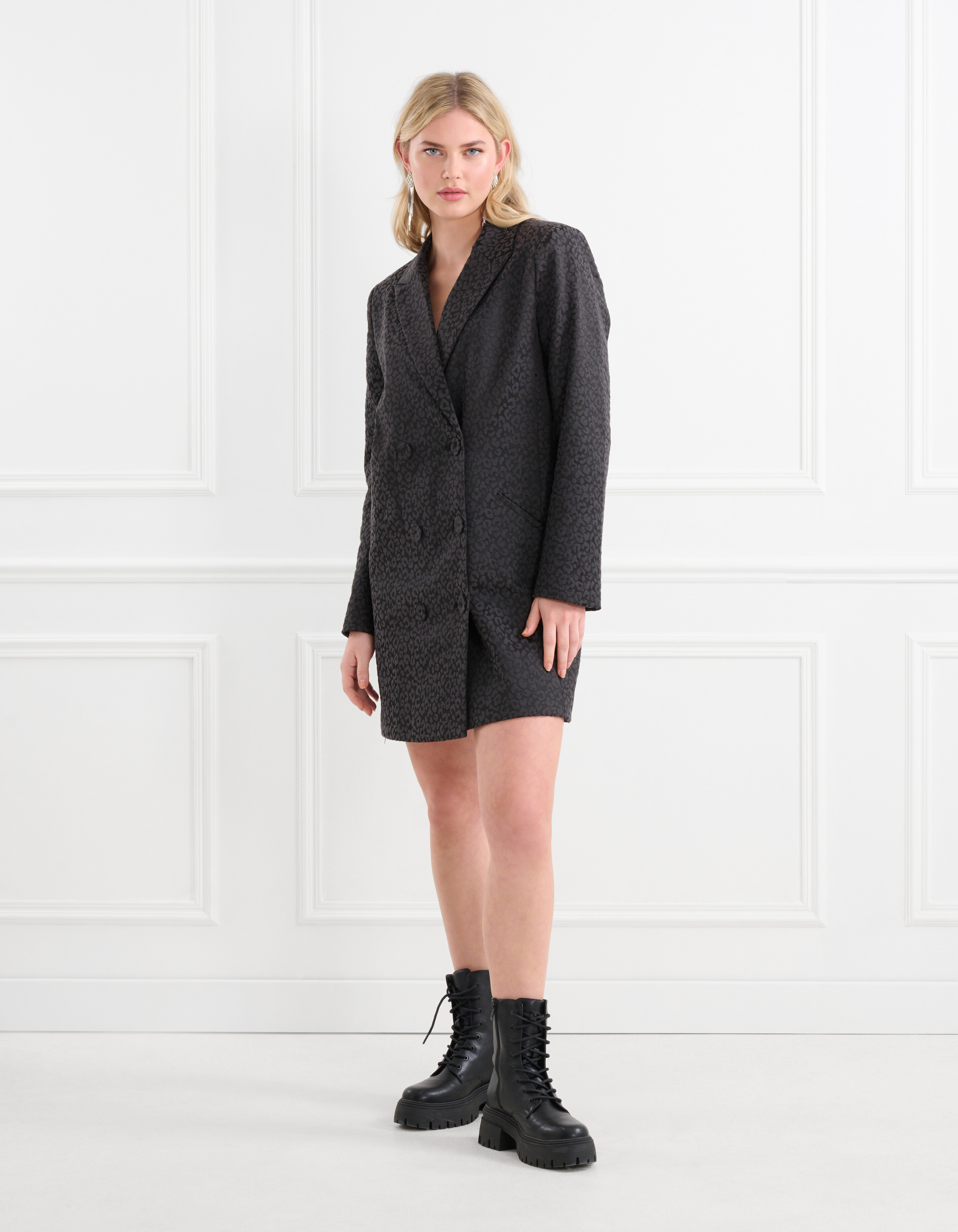 Leopard Blazer Jurk Zwart SHOEBY WOMEN