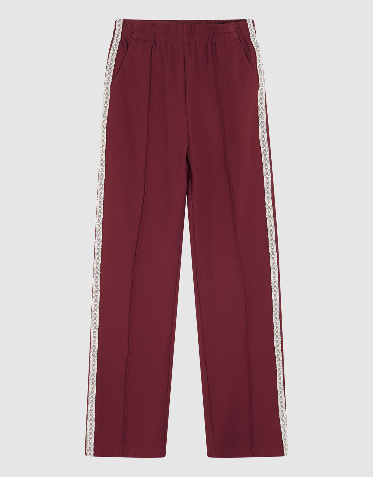 Sporty Wide Leg Broek Donkerrood SHOEBY GIRLS