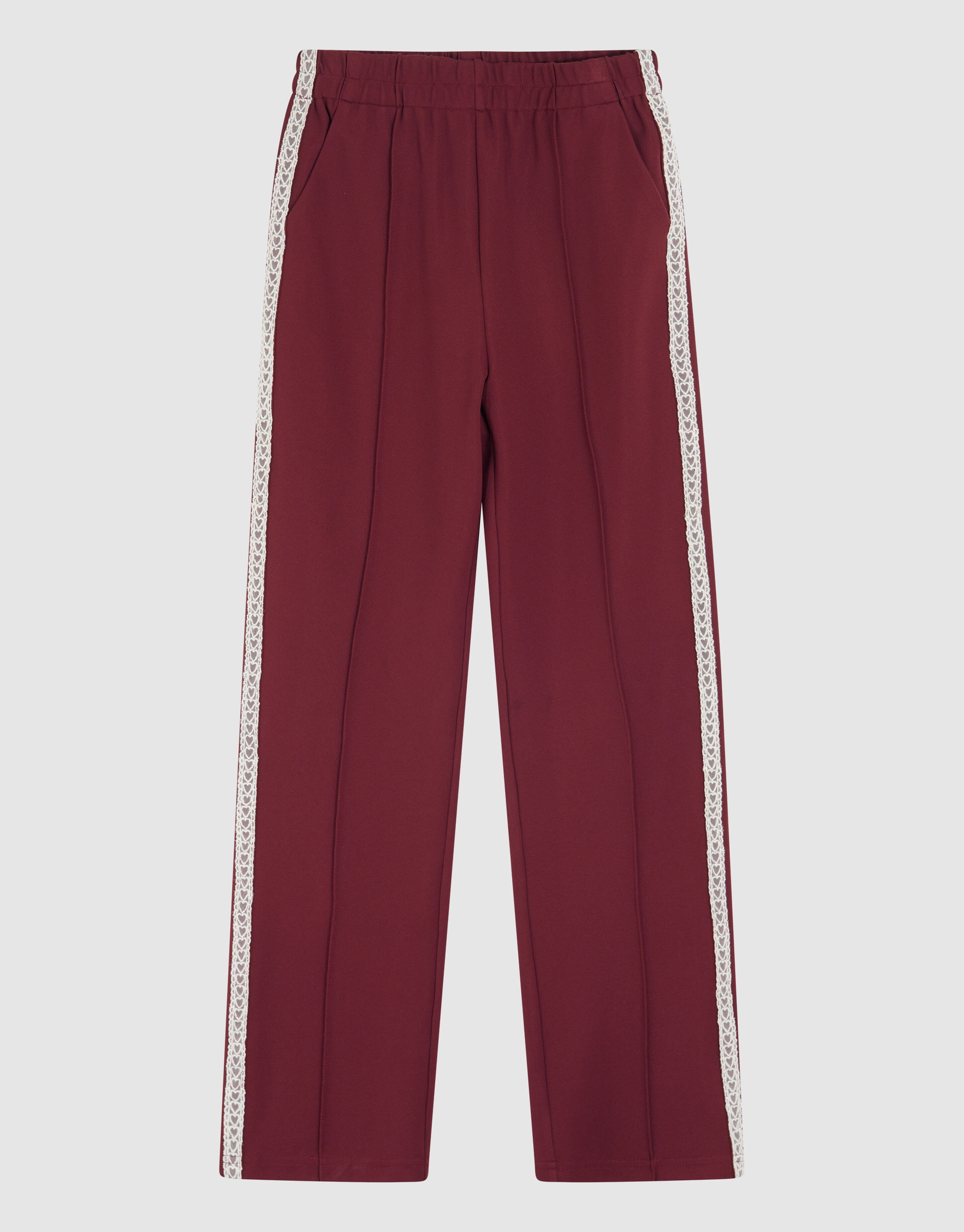 Sporty Wide Leg Broek Donkerrood SHOEBY GIRLS