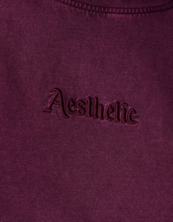 Oversized Washed T-shirt Donkerrood SHOEBY WOMEN