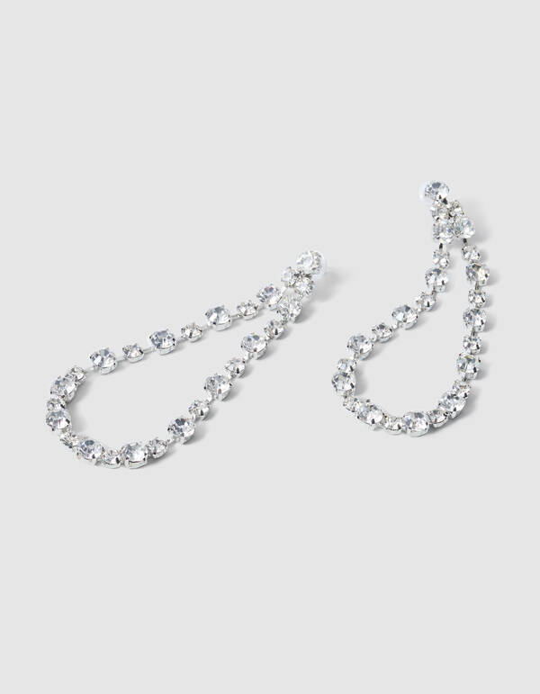 Strass Druppel Oorbellen Zilver By Monica SHOEBY ACCESSOIRES