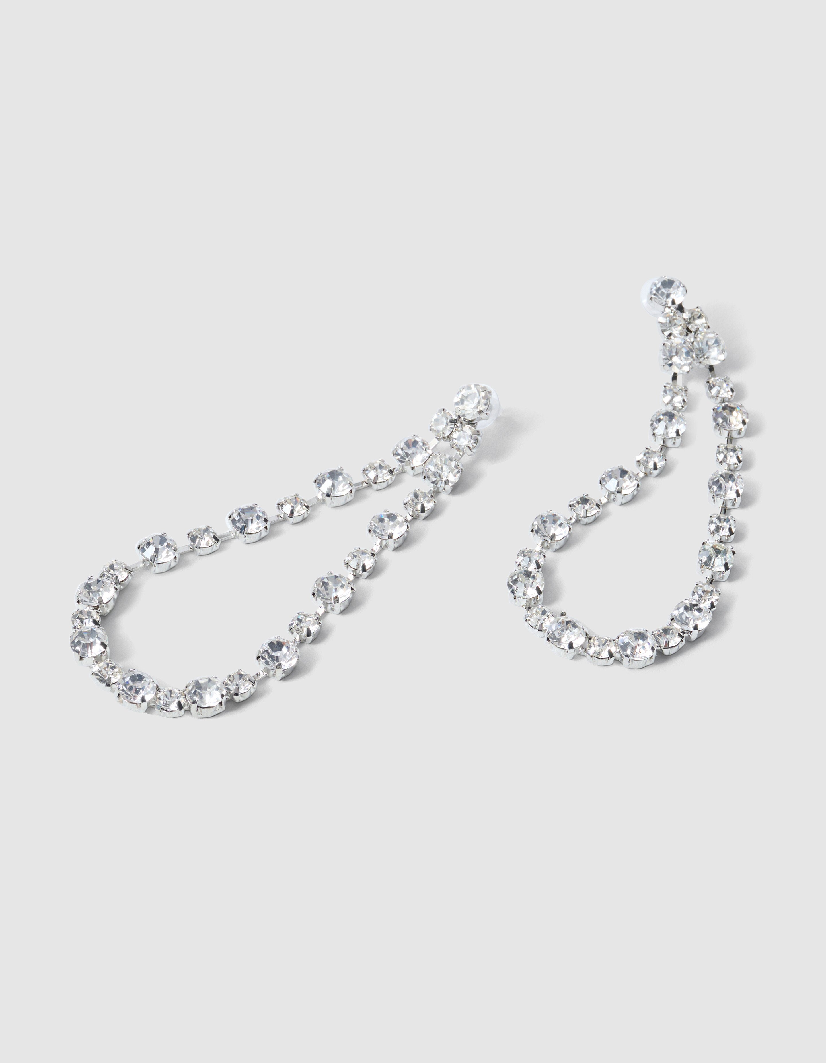 Strass Druppel Oorbellen Zilver By Monica SHOEBY ACCESSOIRES