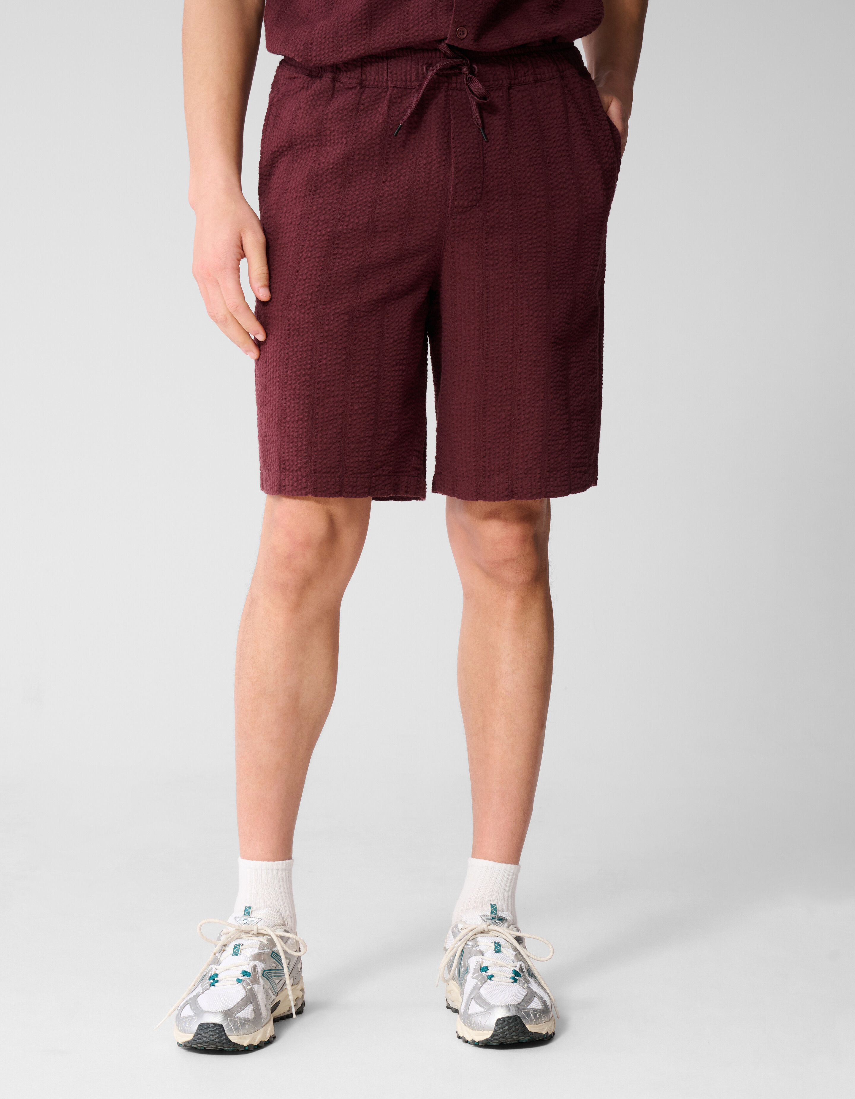 Seersucker Stripe Short Donkerrood SHOEBY MEN