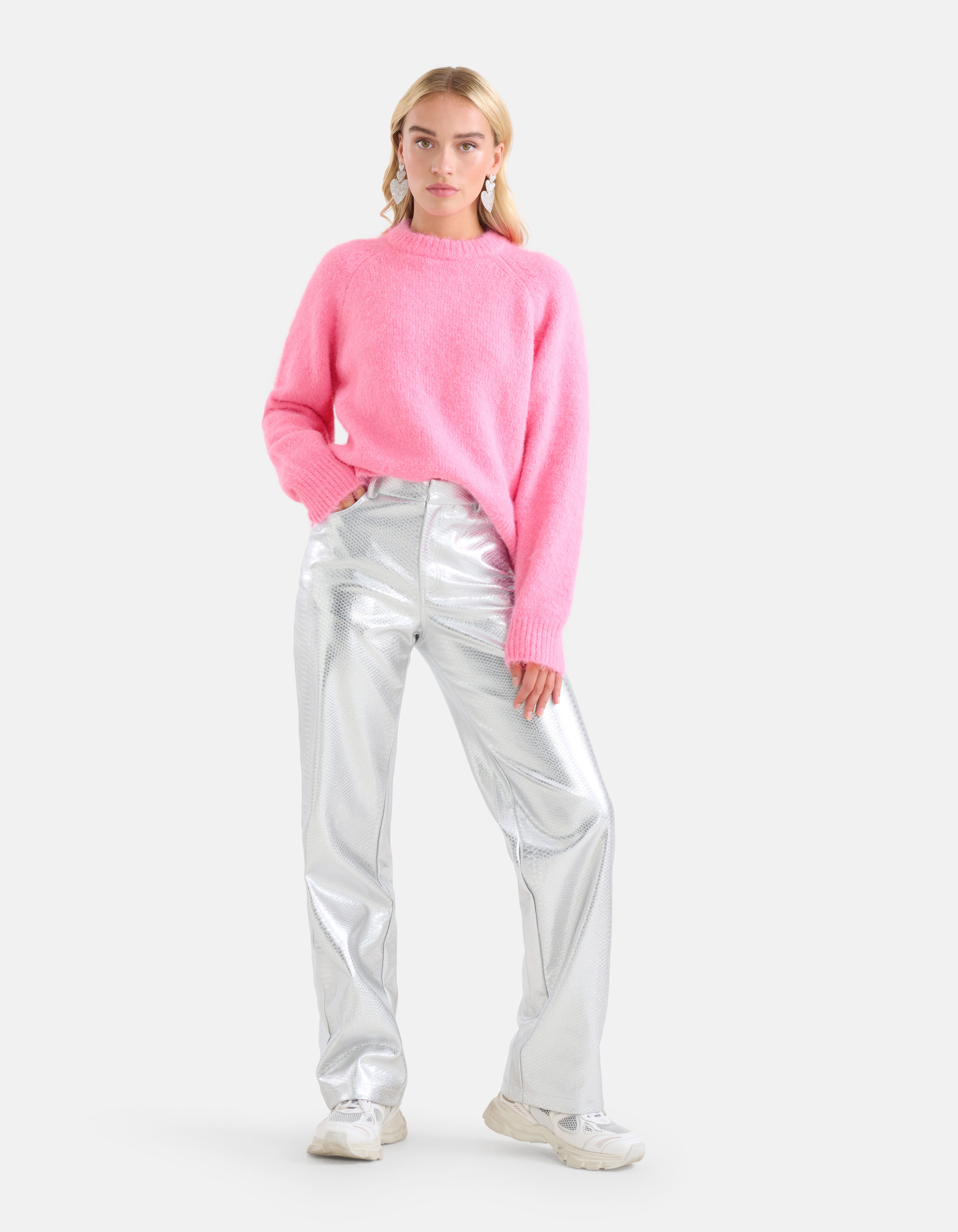 Slangenprint Broek Zilver By Monica SHOEBY WOMEN