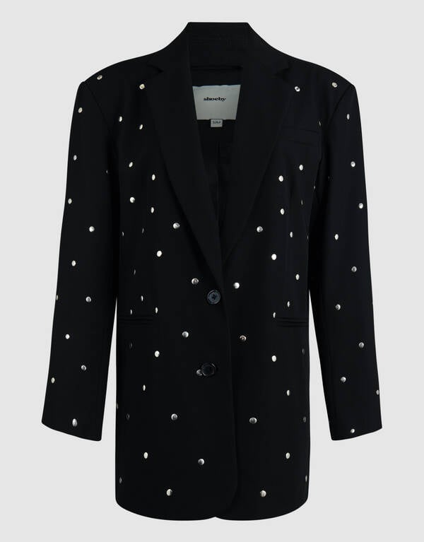Oversized Studs Blazer Zwart SHOEBY WOMEN