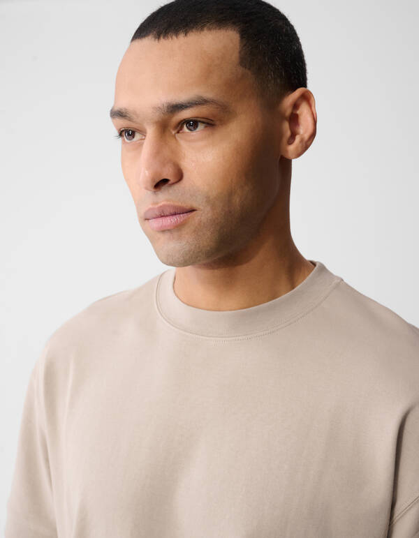 Cuffed Logo T-shirt Lichtbruin SHOEBY MEN