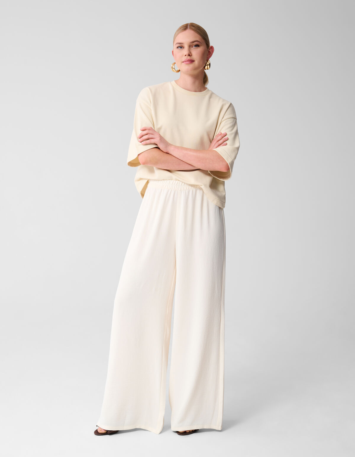 Twist Wide Leg Broek Gebroken Wit SHOEBY WOMEN
