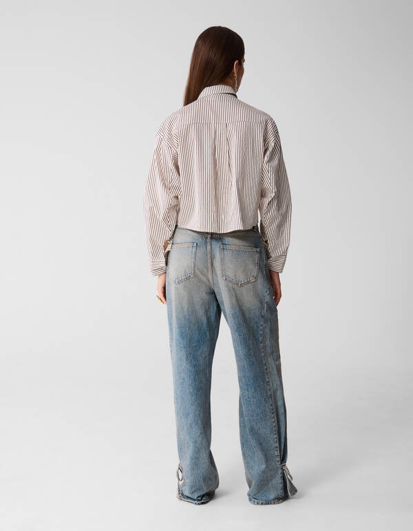 Pinstripe Strik Blouse Wit/Rood SHOEBY WOMEN