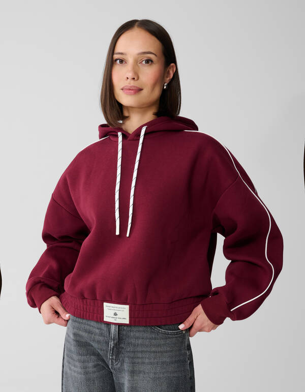 Cropped Sweat Hoodie Donkerrood SHOEBY WOMEN