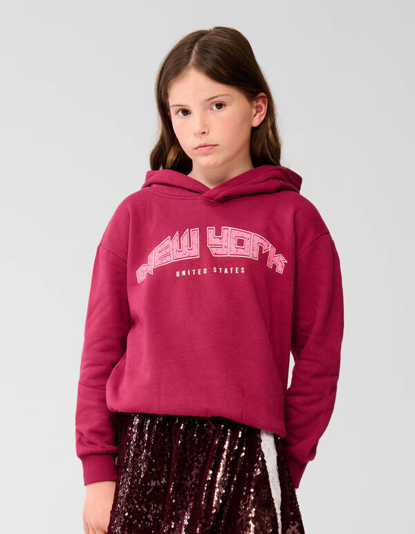 New York Artwork Hoodie Donkerrood SHOEBY GIRLS