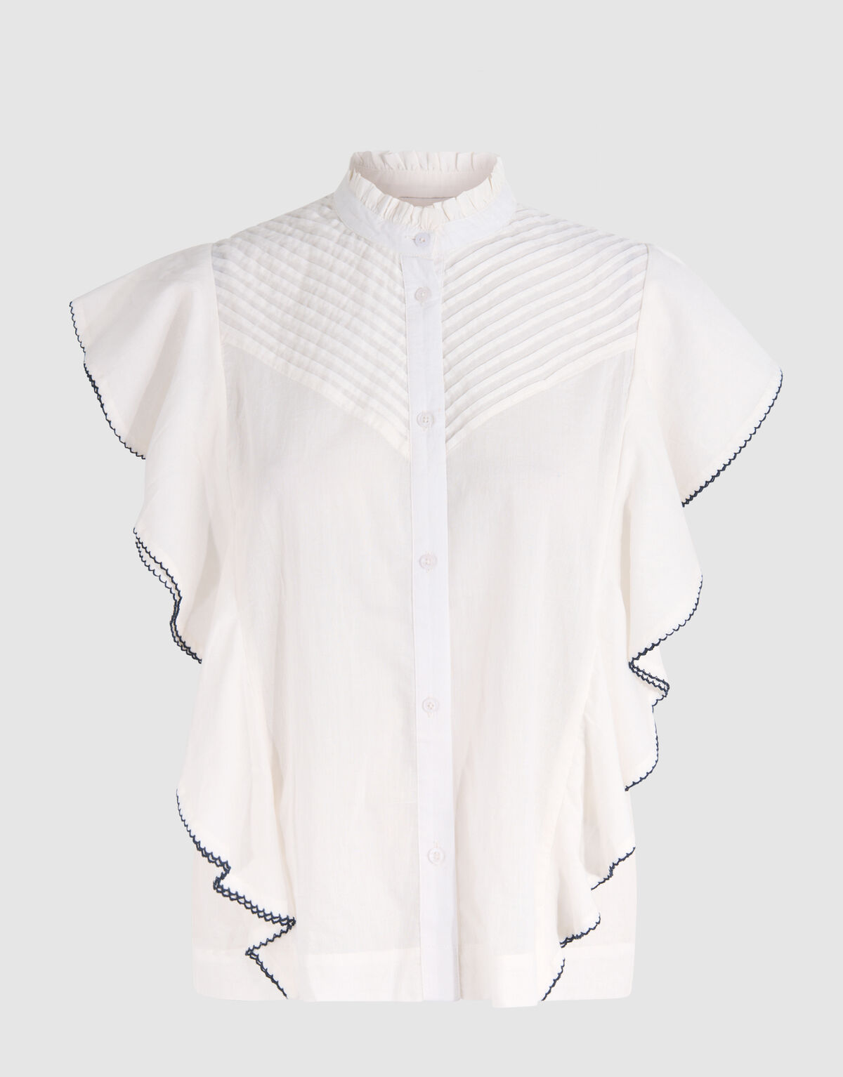 Pintuck Ruffle Top Gebroken Wit SHOEBY WOMEN