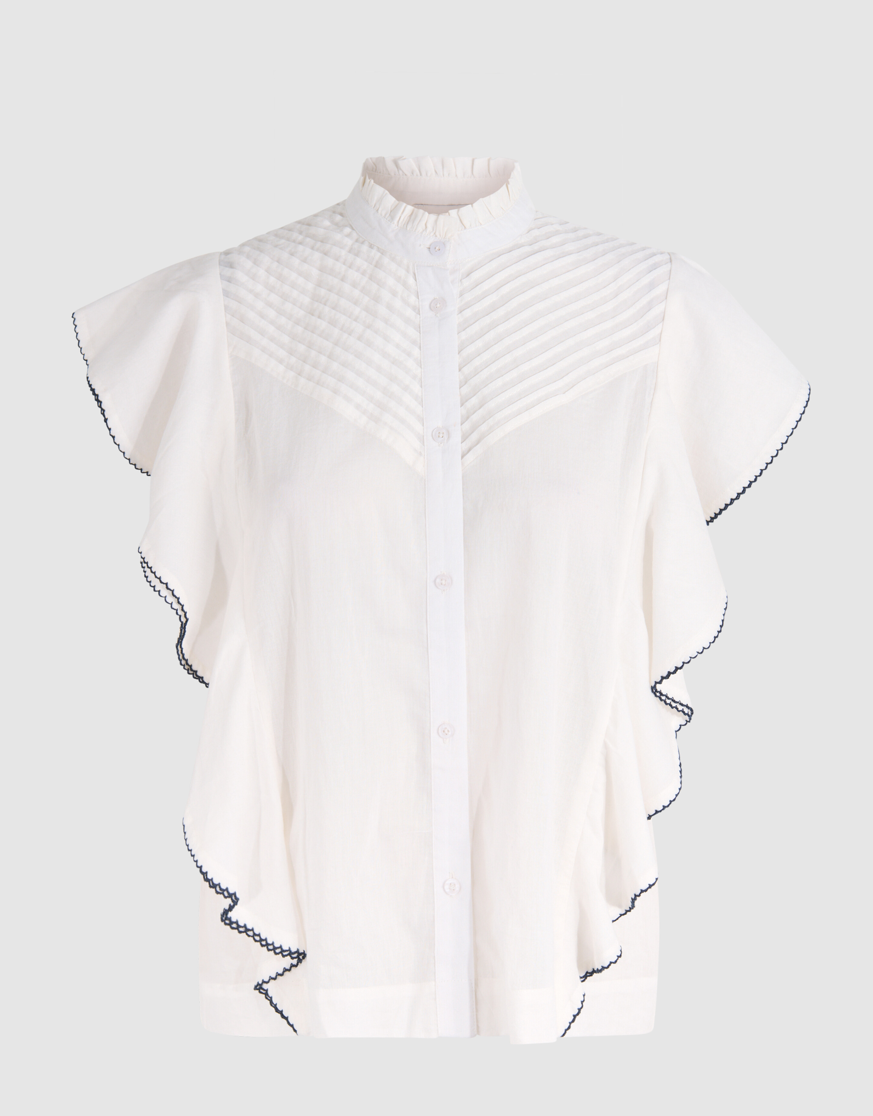 Pintuck Ruffle Top Gebroken Wit SHOEBY WOMEN