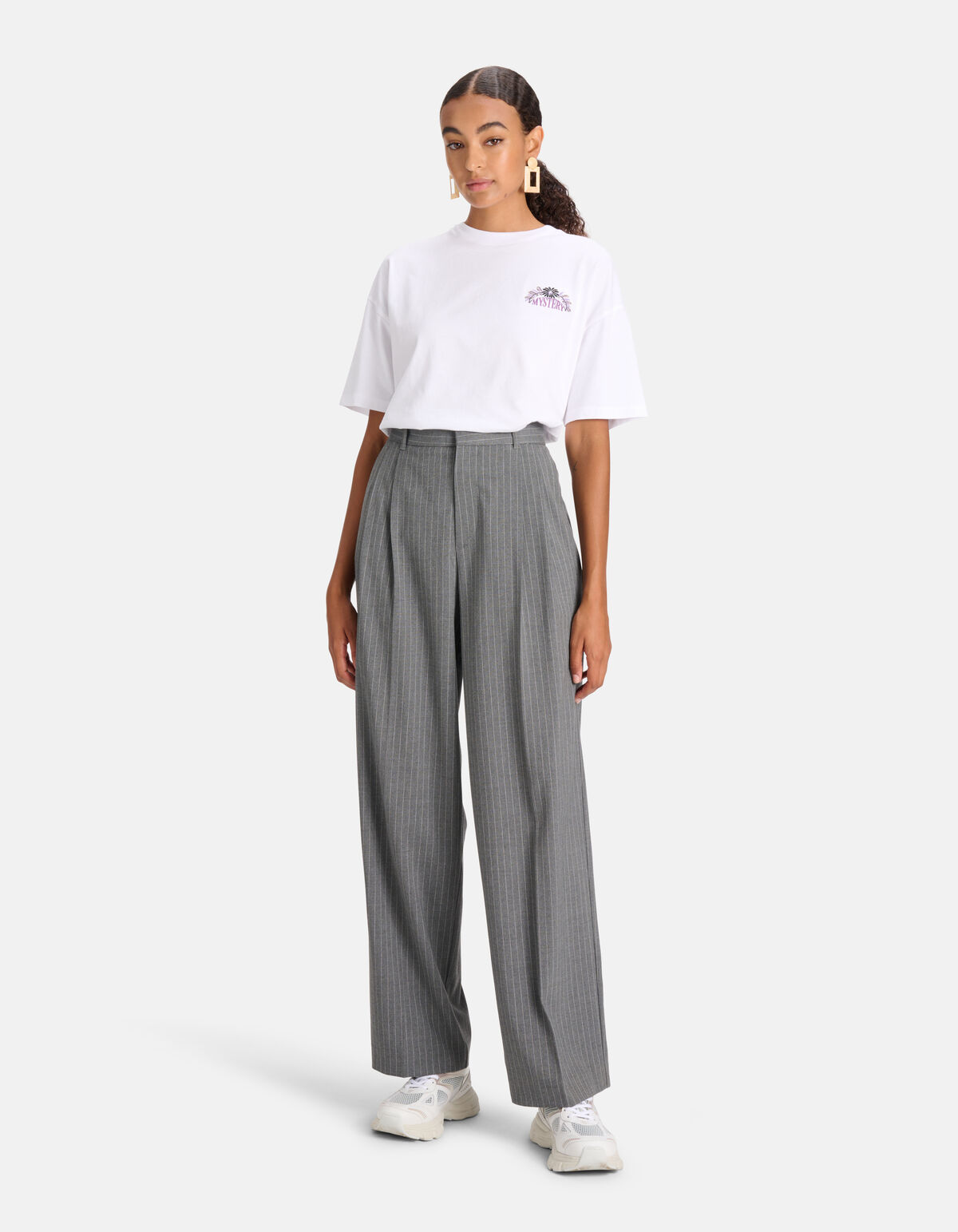 Loose Fit Pinstripe Pantalon Antraciet SHOEBY WOMEN