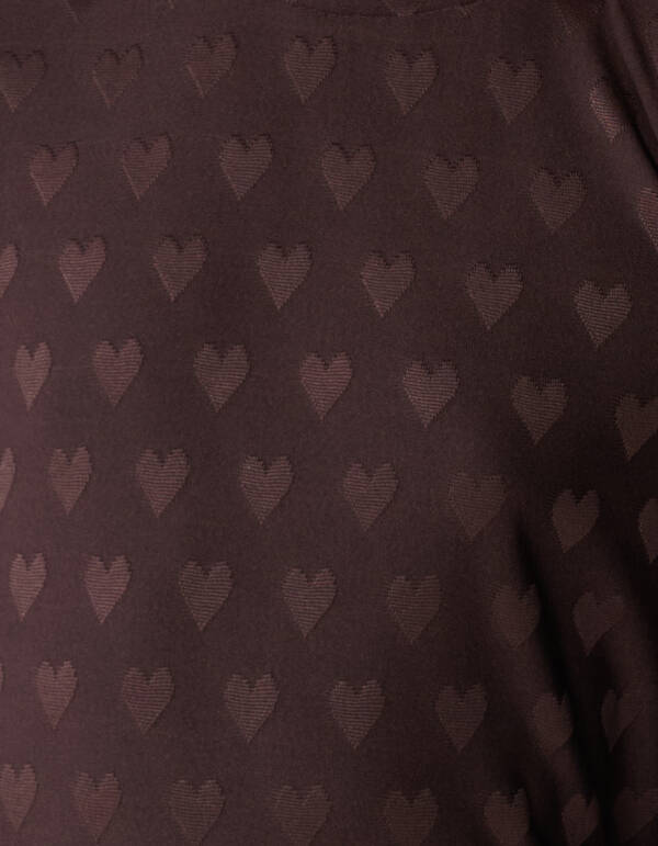 Heart Printed Longsleeve Top Donkerbruin SHOEBY GIRLS