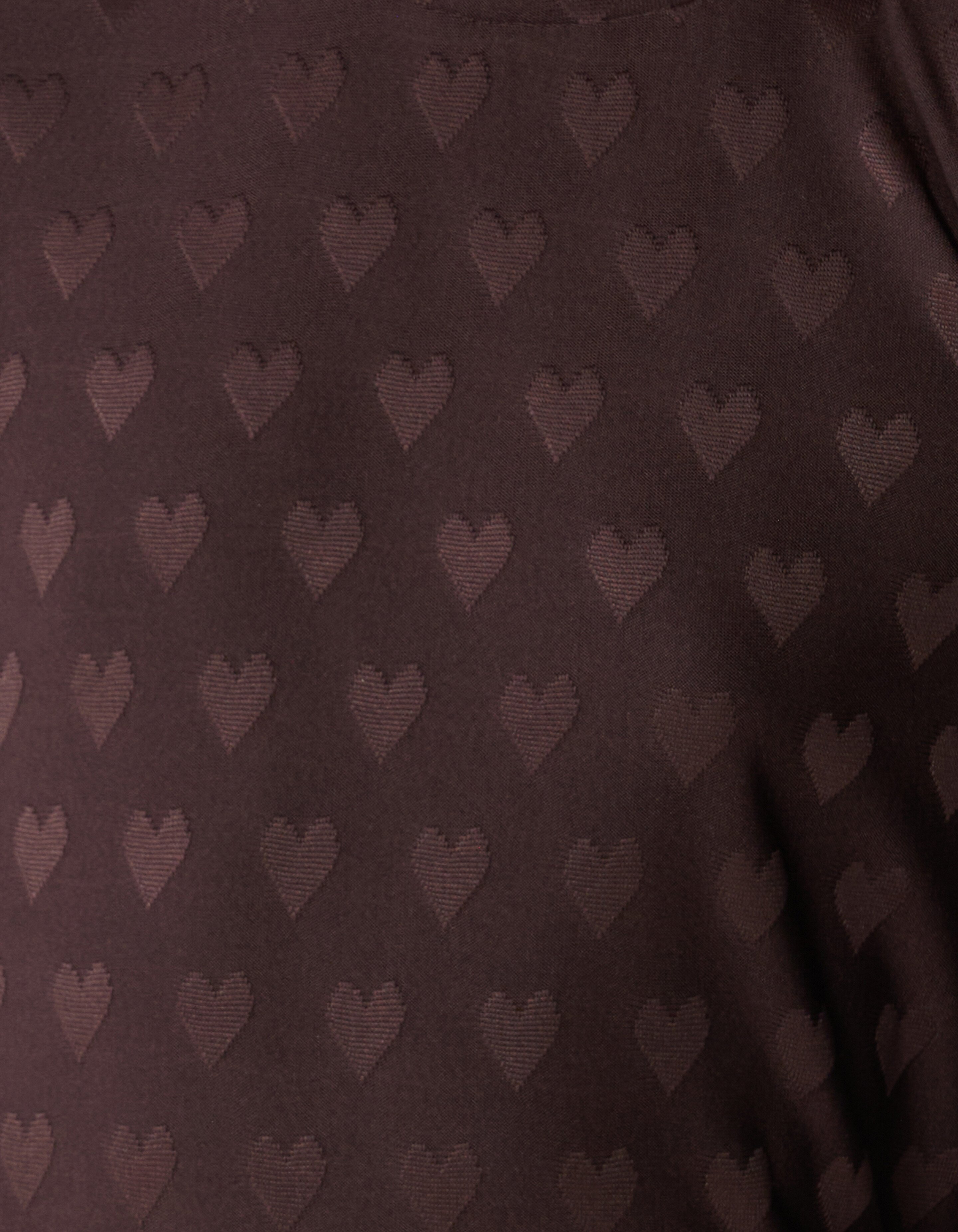Heart Printed Longsleeve Top Donkerbruin SHOEBY GIRLS