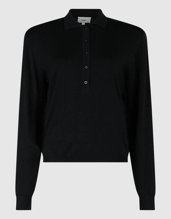 Gebreide Longsleeve Polo Zwart SHOEBY WOMEN
