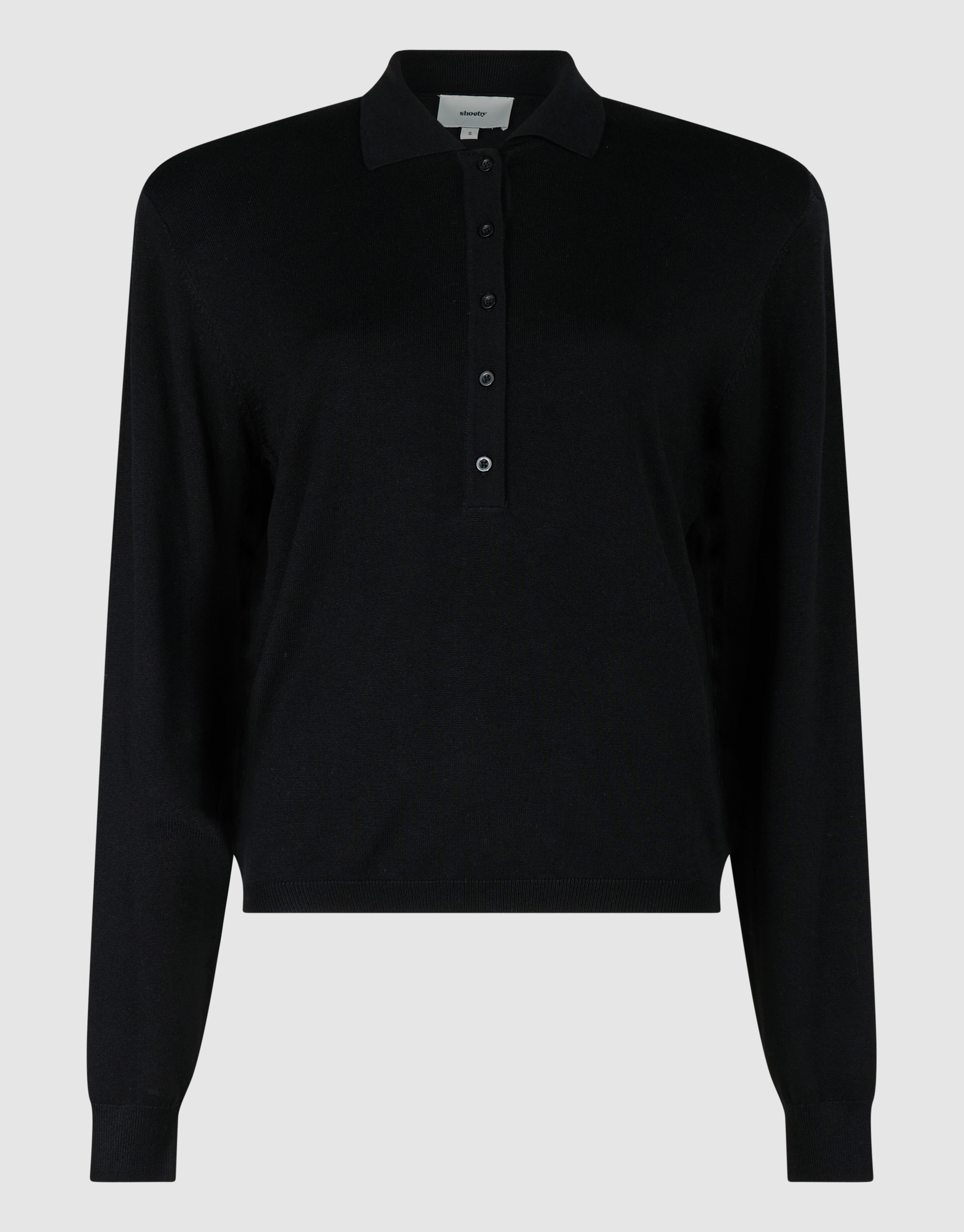 Gebreide Longsleeve Polo Zwart SHOEBY WOMEN