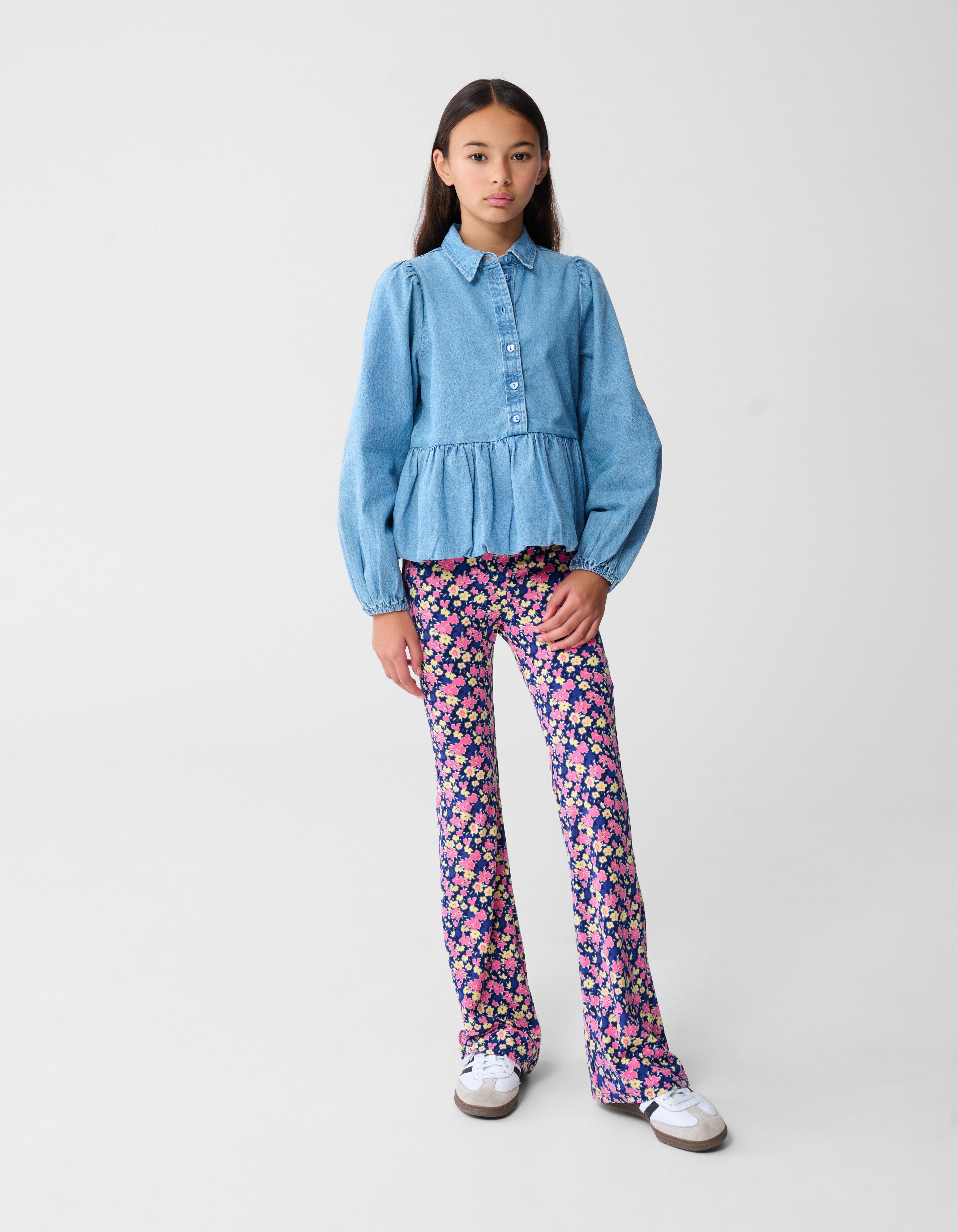 Denim Balloon Fit Blouse Blauw SHOEBY GIRLS