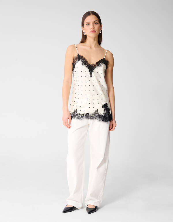 Polkadot Top Gebroken Wit By Monica SHOEBY WOMEN