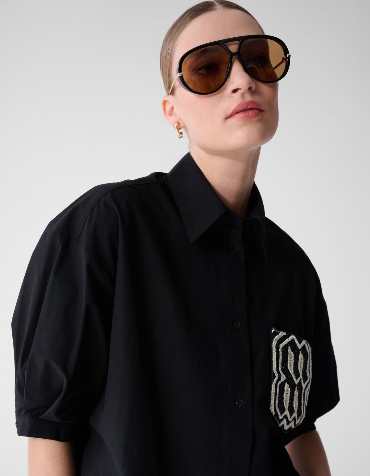 Oversized Embroiery Blouse Zwart By Mieke SHOEBY WOMEN