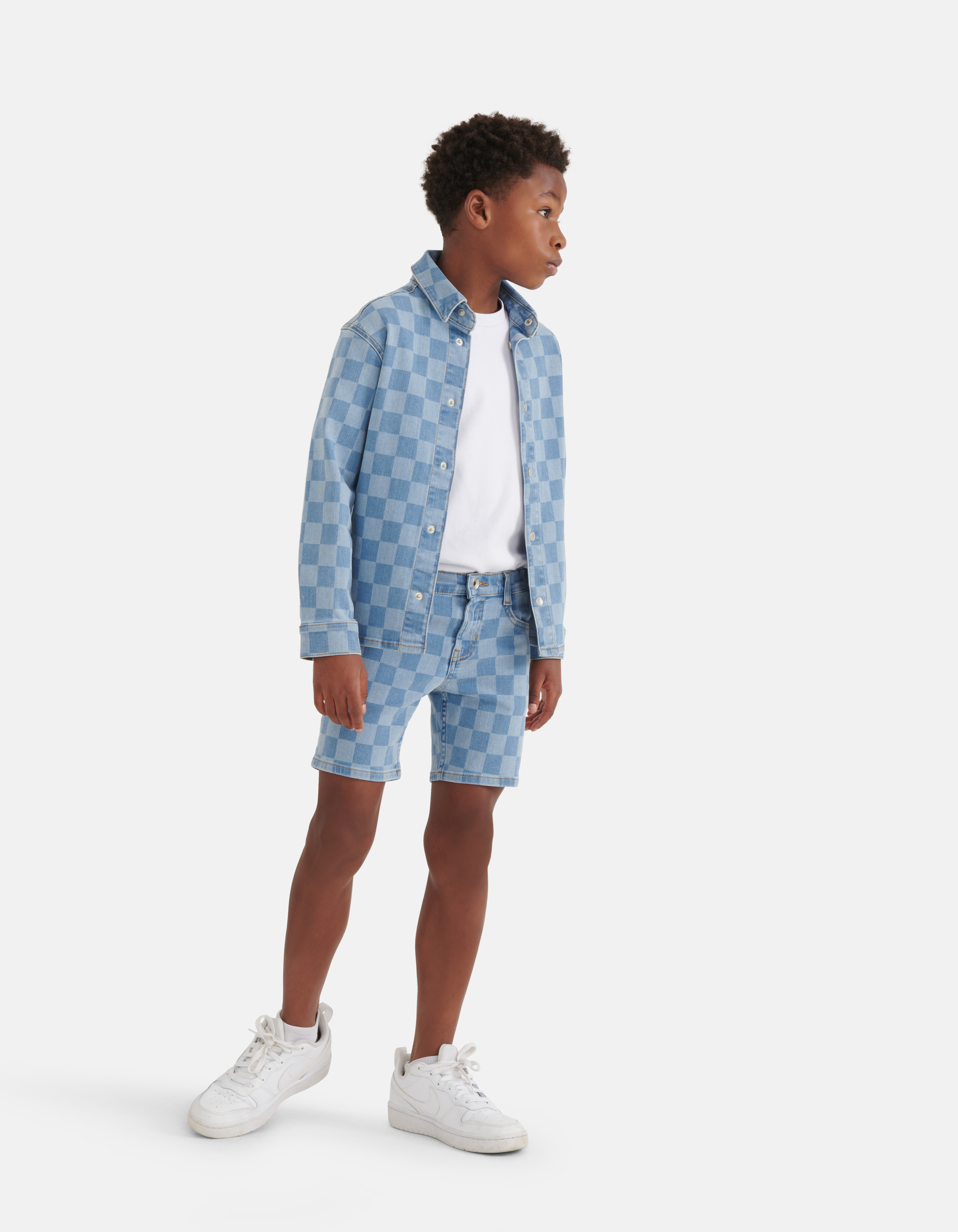 Check Denim Short Mediumstone SHOEBY BOYS