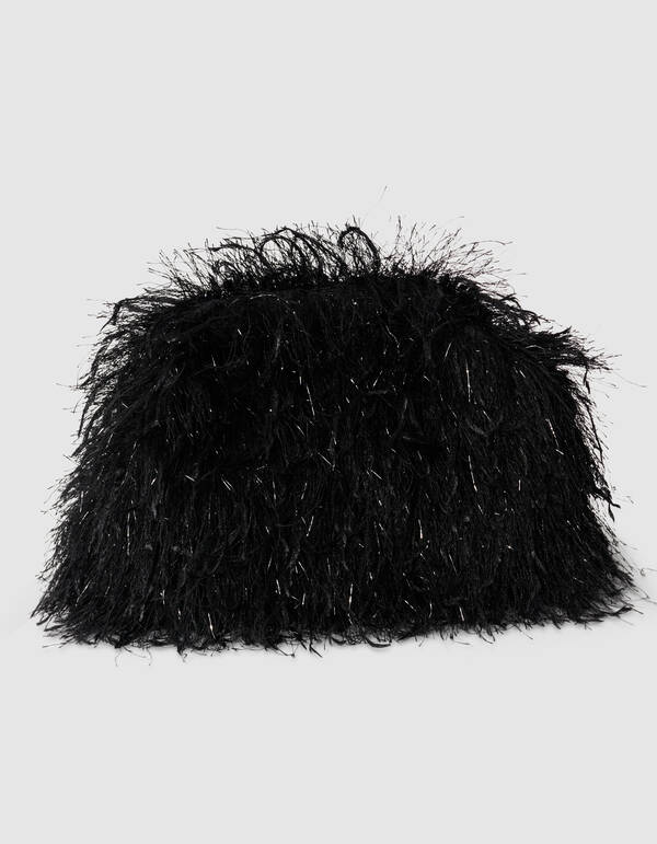 Feather Clutch Zwart SHOEBY ACCESSOIRES