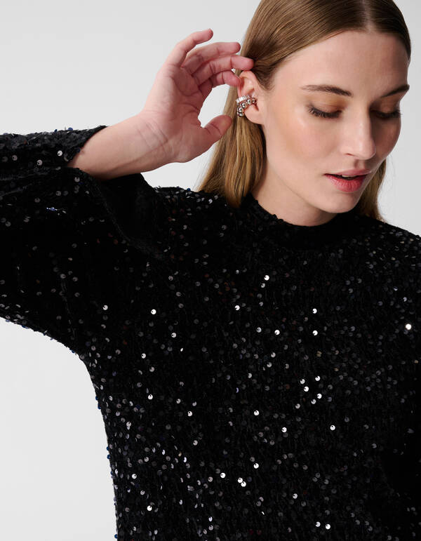 Sequin Mini Jurk Zwart SHOEBY WOMEN