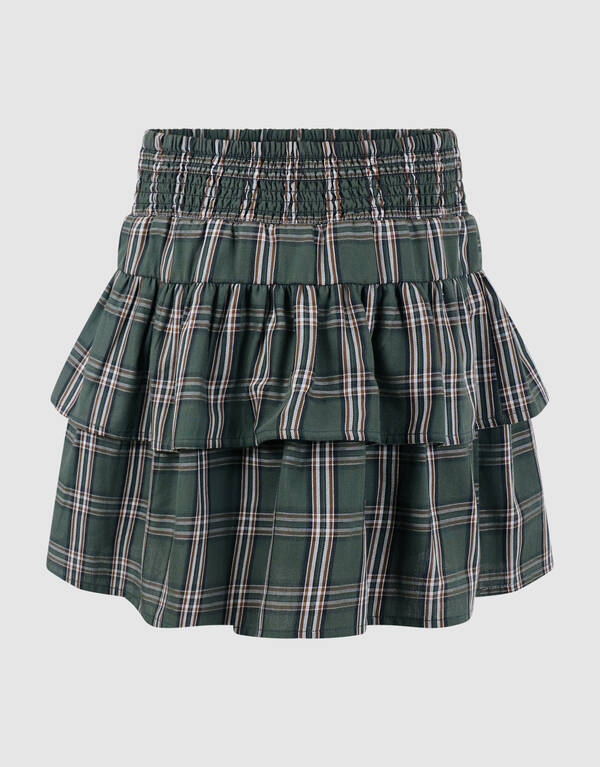 Check Ruffle Rok Groen SHOEBY GIRLS