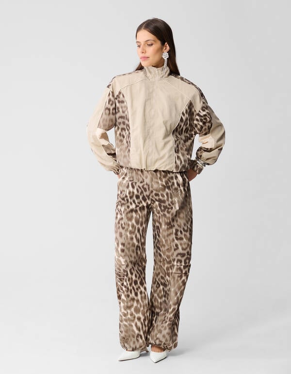 Leopard Parachute Jogger Broek Bruin SHOEBY WOMEN
