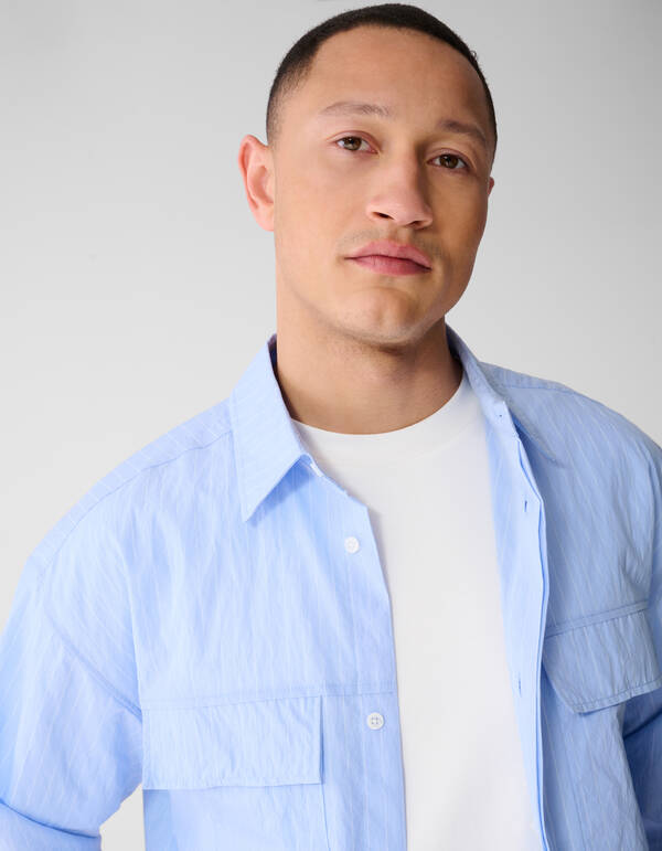 Relaxed Fit Pinstripe Overhemd Lichtblauw SHOEBY MEN