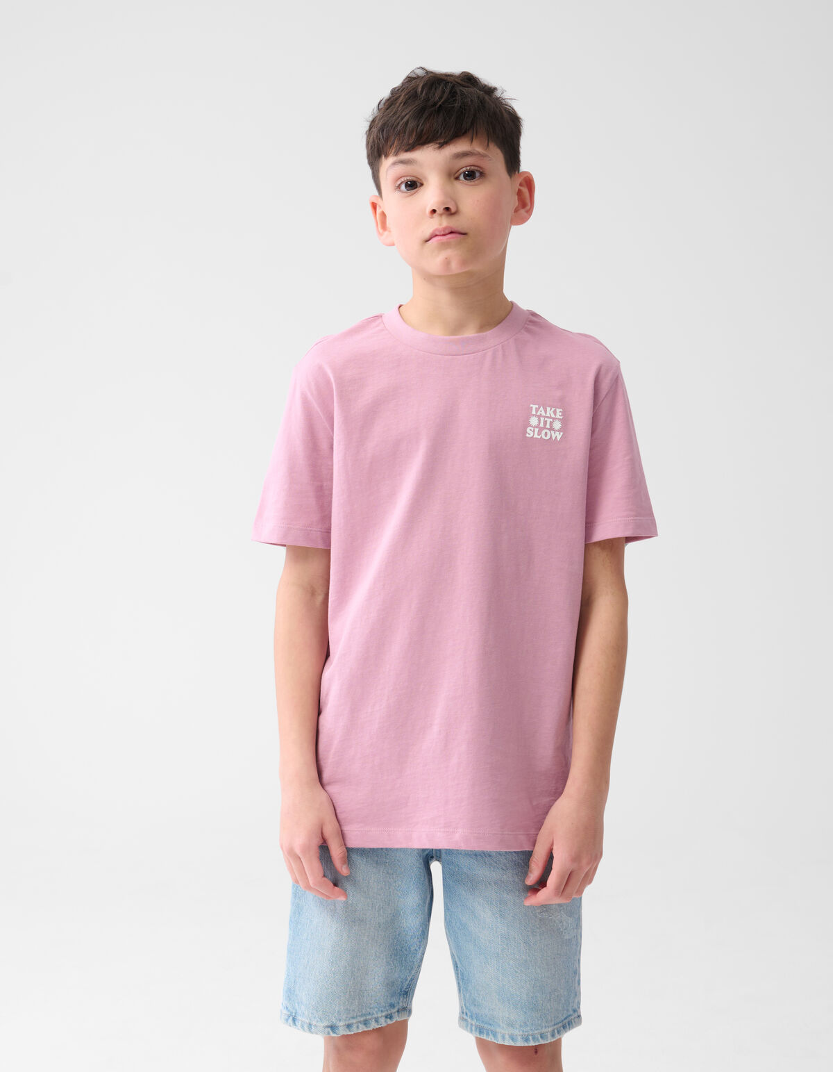 Take It Slow Artwork T-shirt Roze SHOEBY BOYS