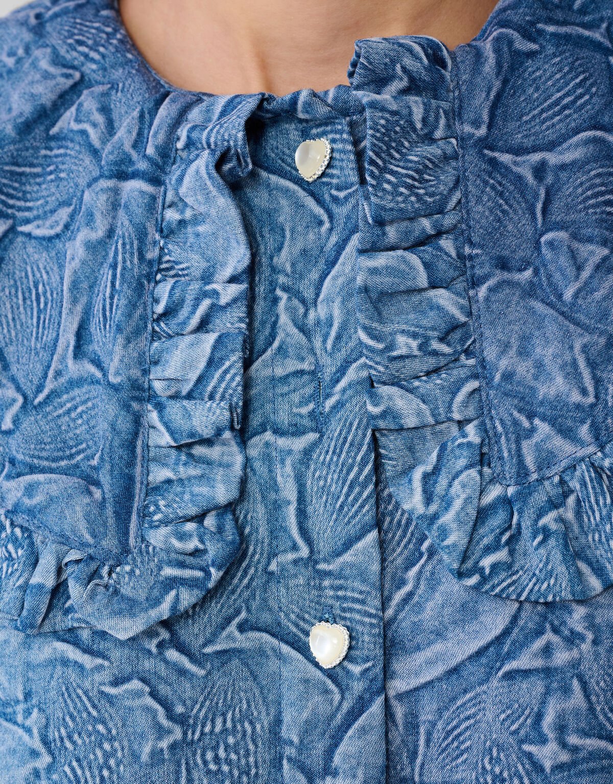 Big Collar Denim Blouse Blauw SHOEBY WOMEN