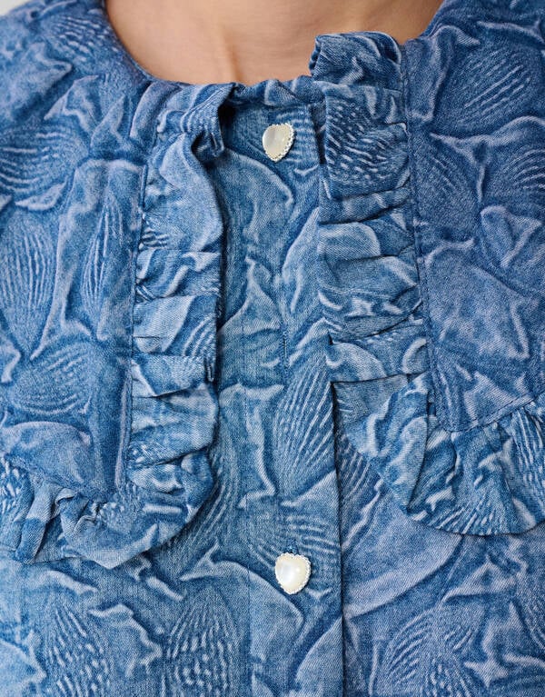 Big Collar Denim Blouse Blauw SHOEBY WOMEN