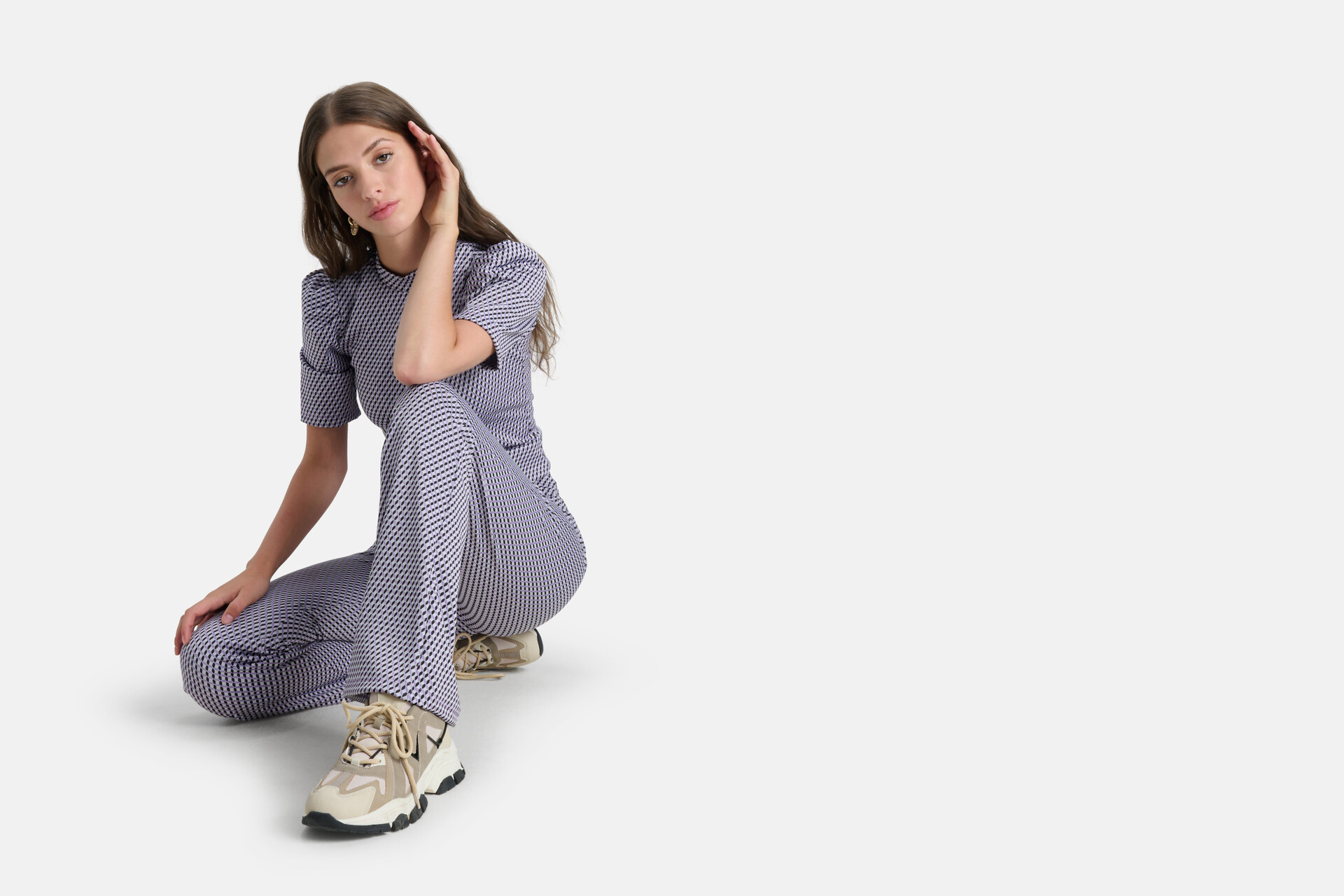 Grafische Flared Broek Paars SHOEBY WOMEN