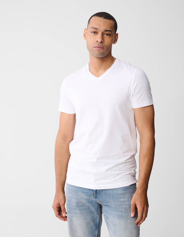 Basis V-hals T-shirt Wit SHOEBY MEN