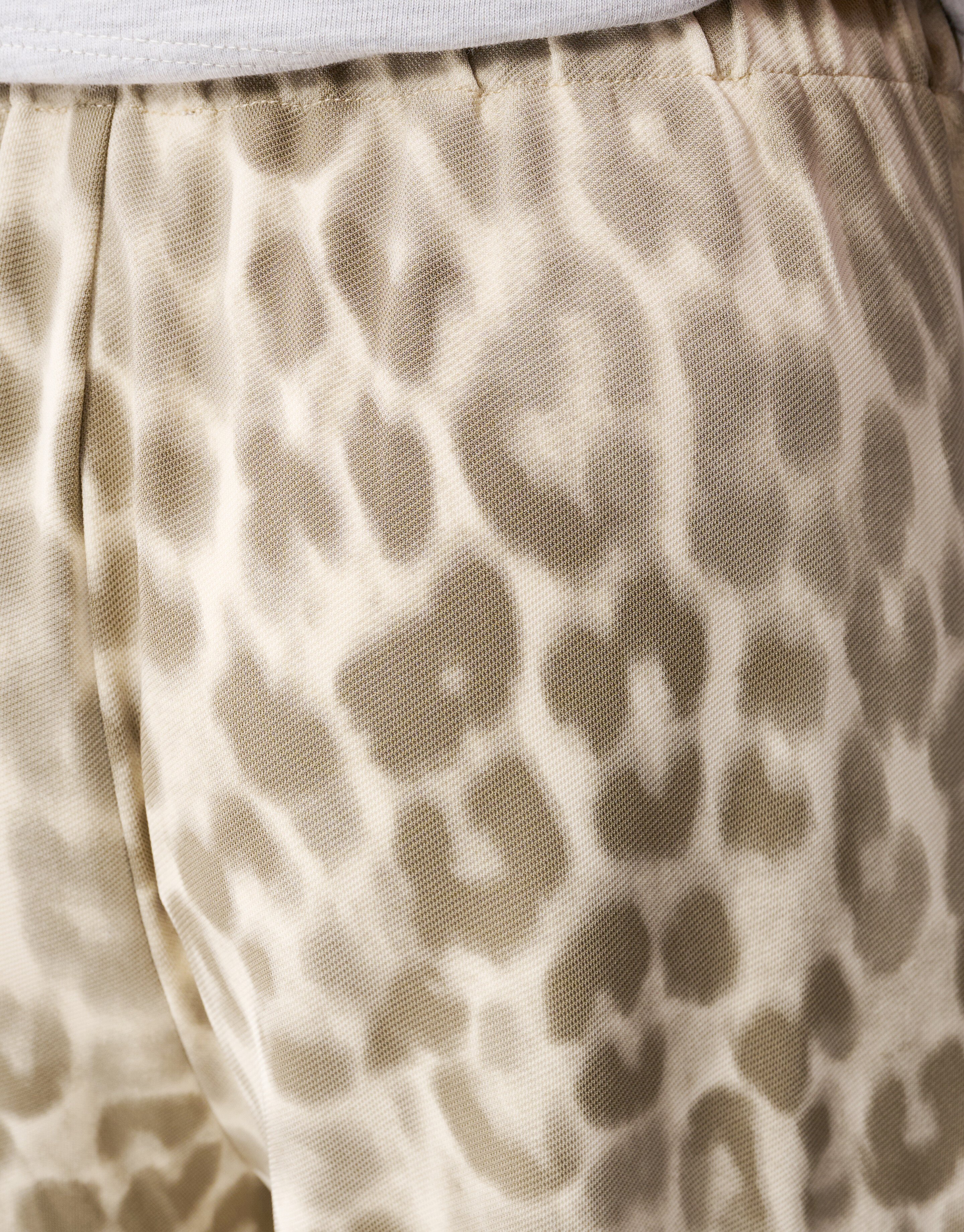 Cargo Leopard Wide Leg Broek Lichtbruin SHOEBY GIRLS