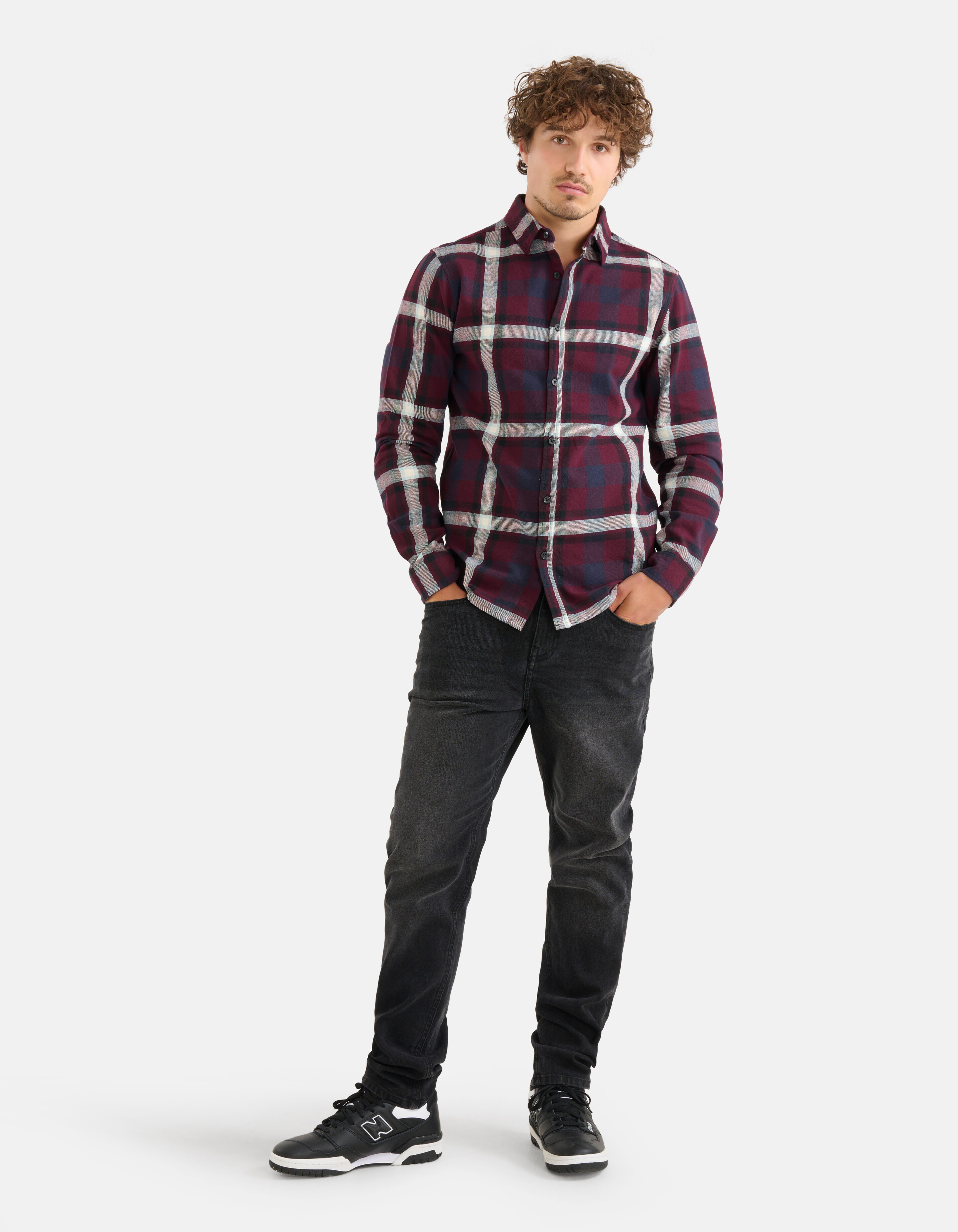 Ruiten Overhemd Bordeaux SHOEBY MEN