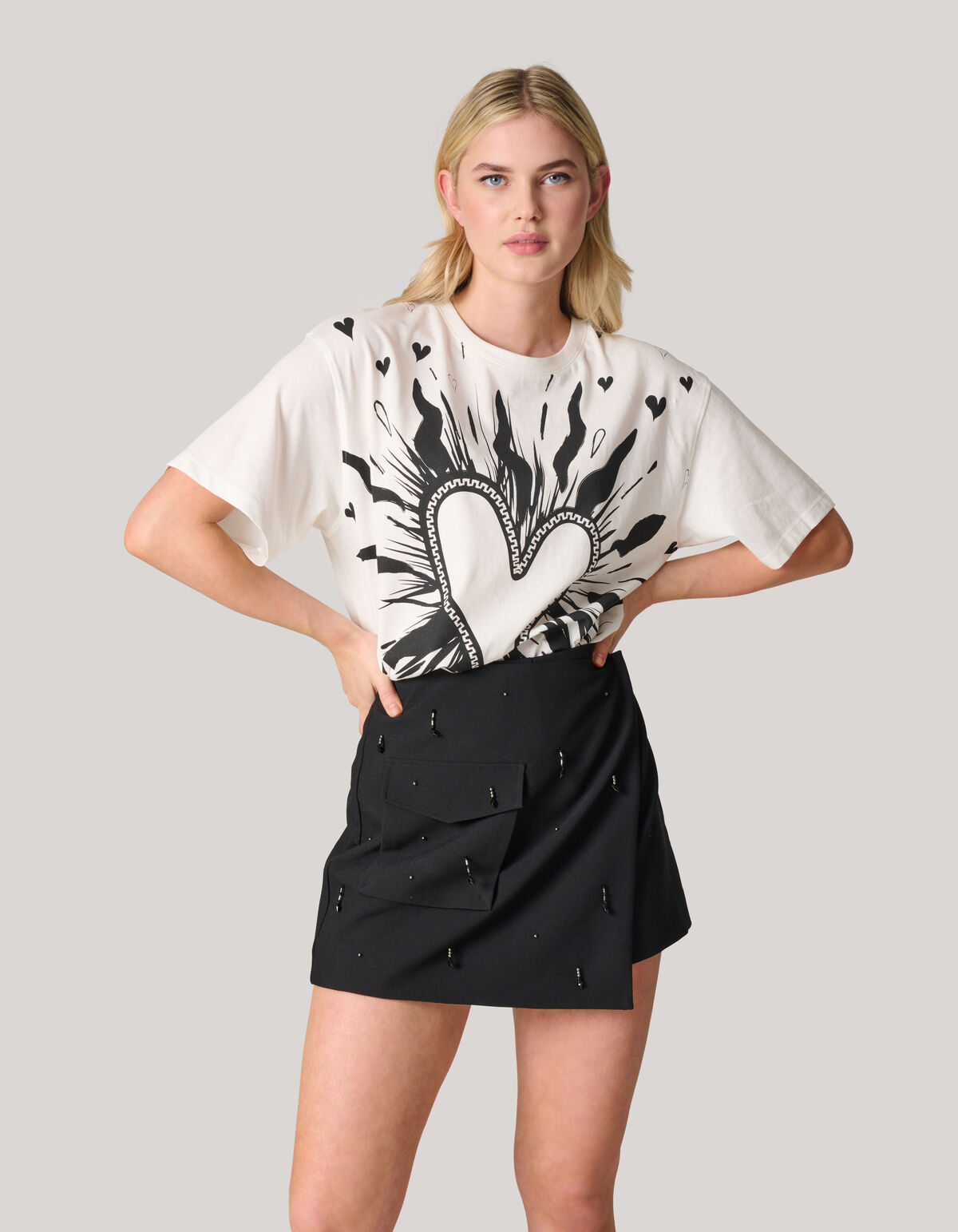 Artwork T-shirt Gebroken Wit SHOEBY WOMEN
