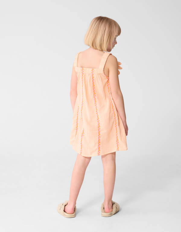 Flower Embroidery Mini Jurk Lichtoranje SHOEBY GIRLS