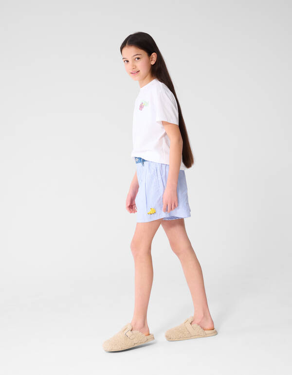 Pinstripe Banana Artwork Short Blauw SHOEBY GIRLS