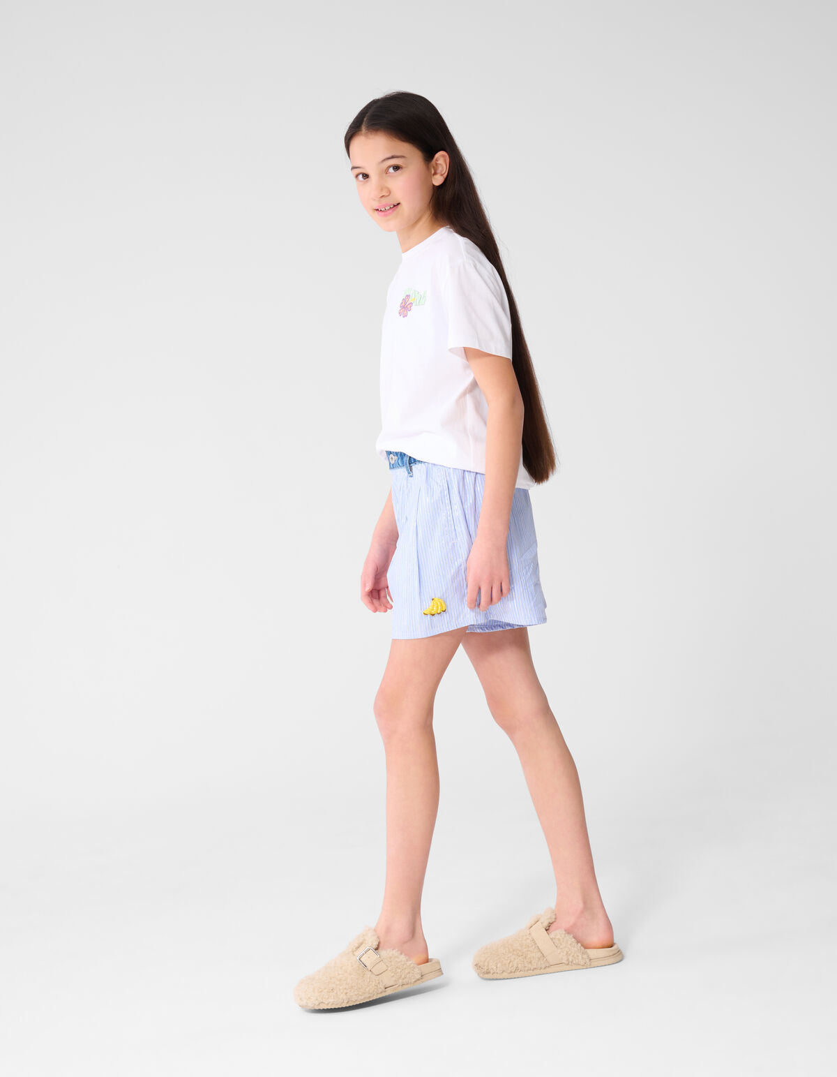 Pinstripe Banana Artwork Short Blauw SHOEBY GIRLS