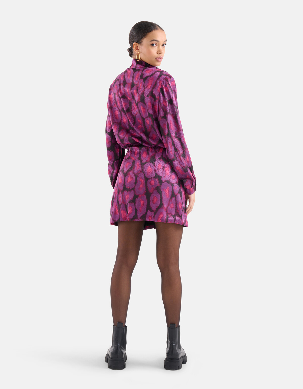 Shoulder Padding Satin Jurk EKSEPT