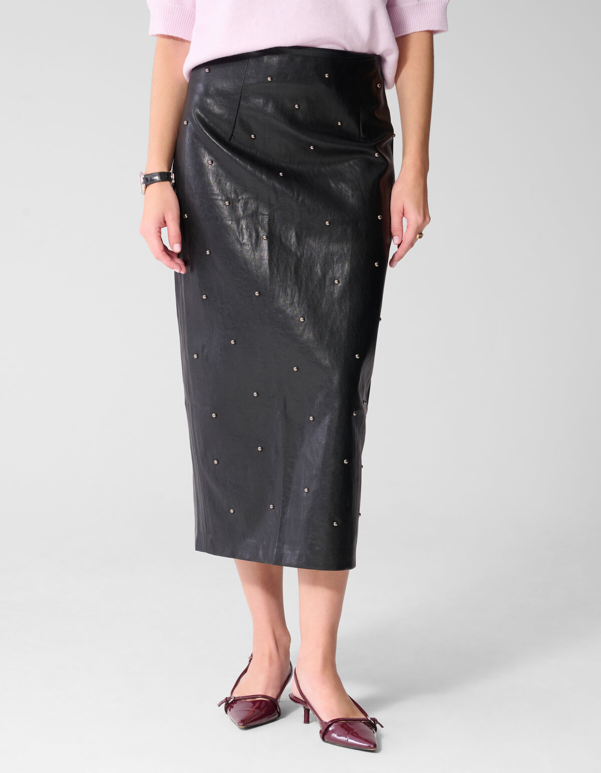 Studded Vegan Leren Maxi Rok Zwart By Mieke SHOEBY WOMEN