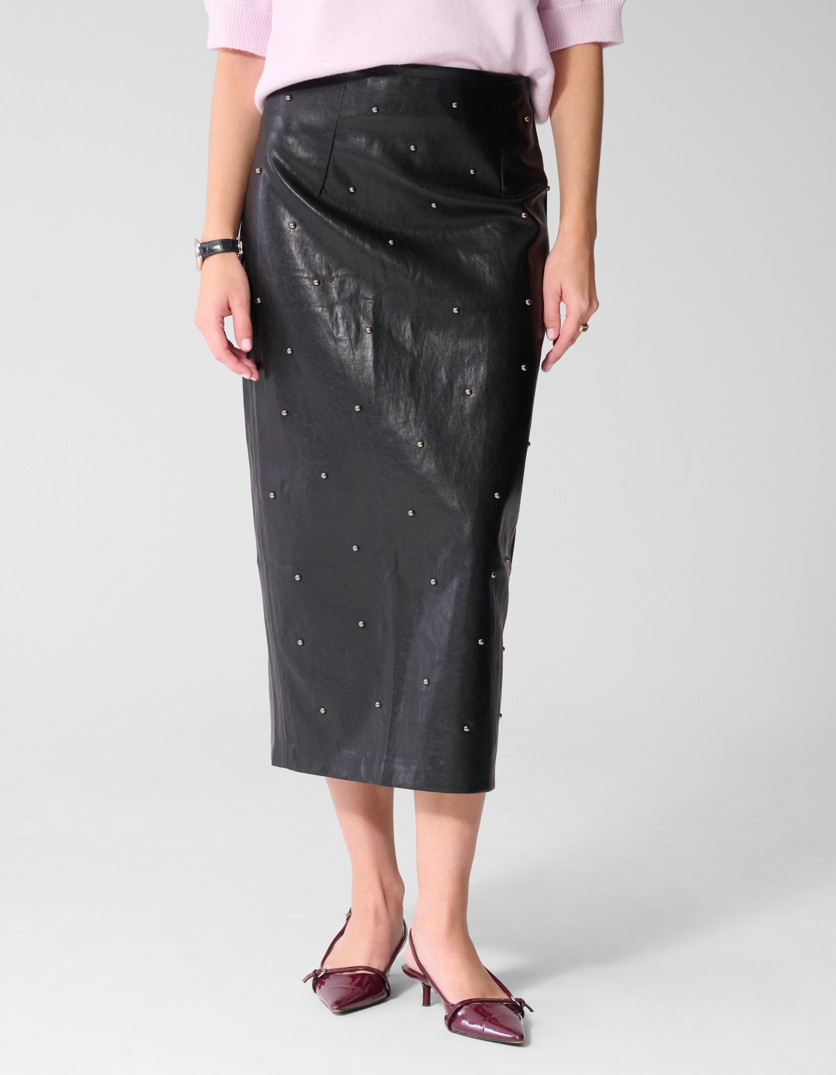 Studded Vegan Leren Maxi Rok Zwart By Mieke SHOEBY WOMEN