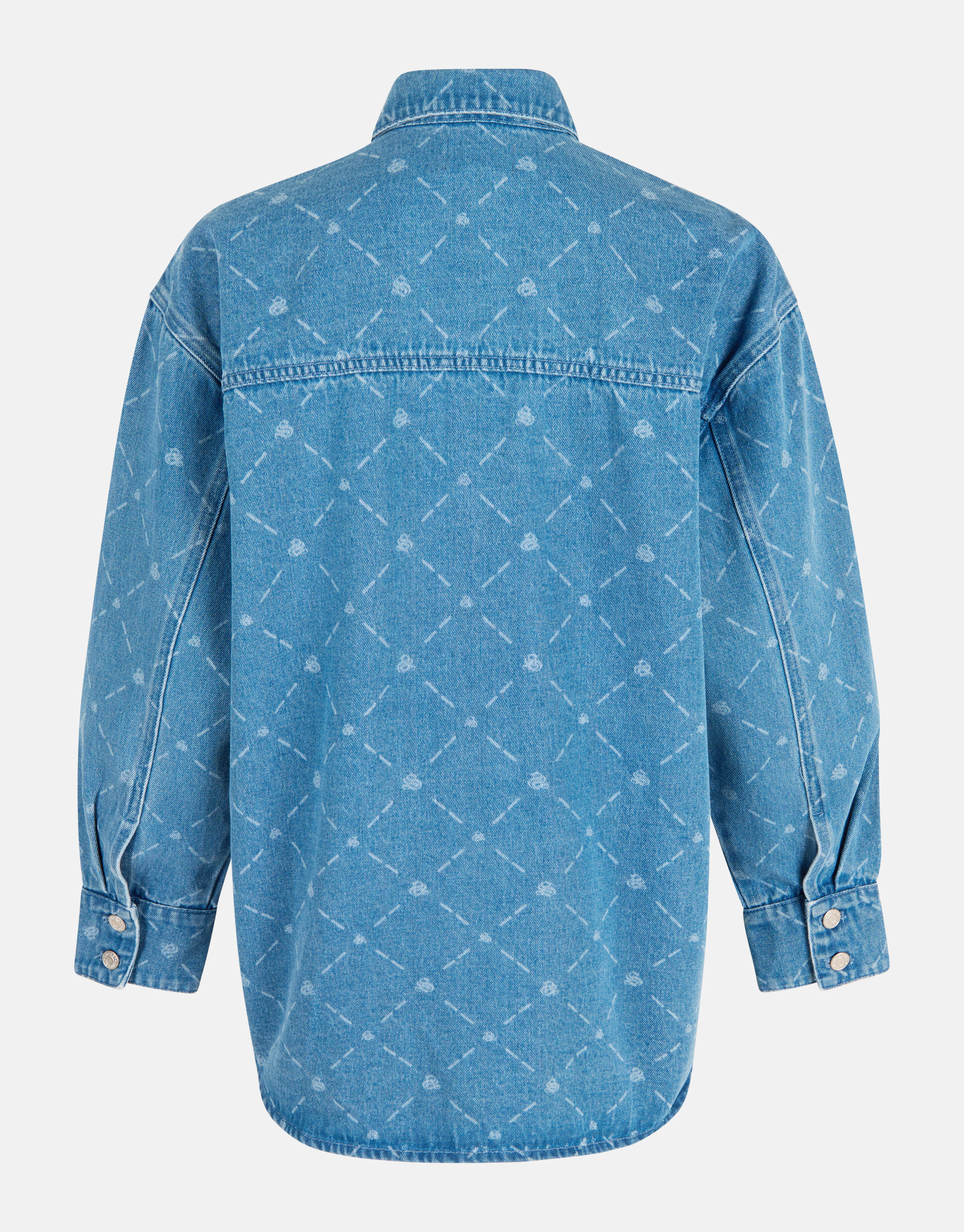 Printed Denim Blouse Blauw SHOEBY WOMEN