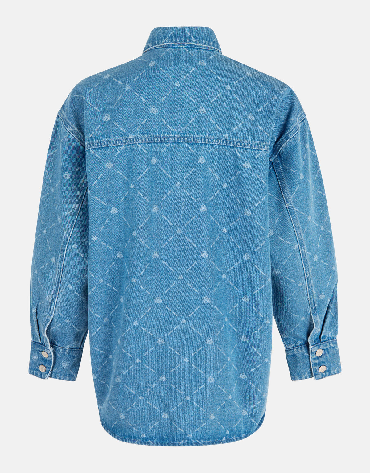 Printed Denim Blouse Blauw SHOEBY WOMEN