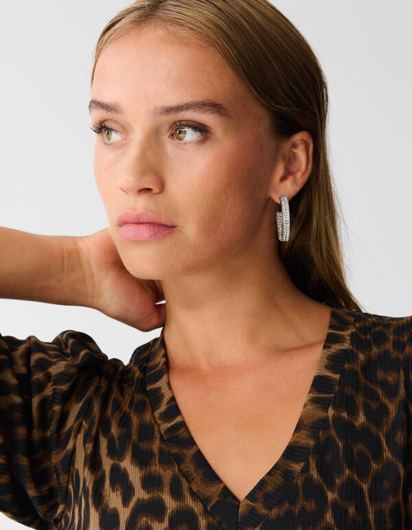 Rib Jersey Leopard Top Bruin SHOEBY WOMEN