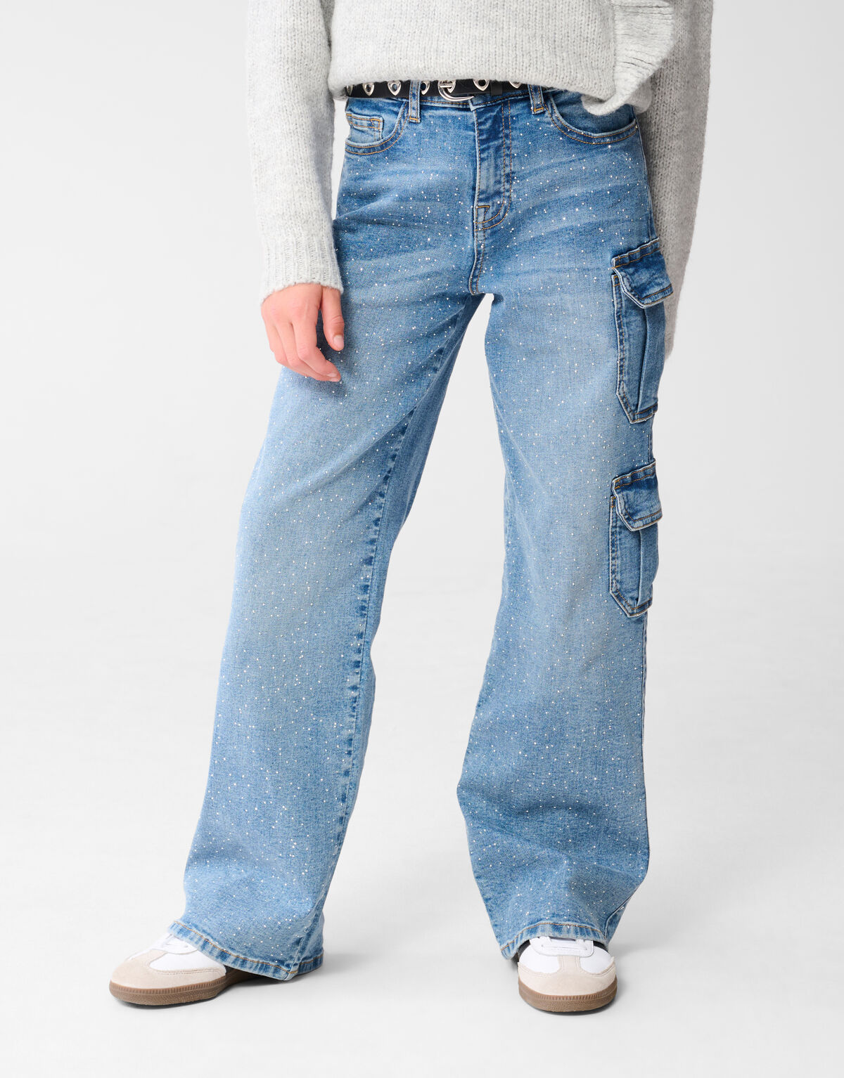 Pocket Strass Straight Fit Jeans Blauw SHOEBY GIRLS