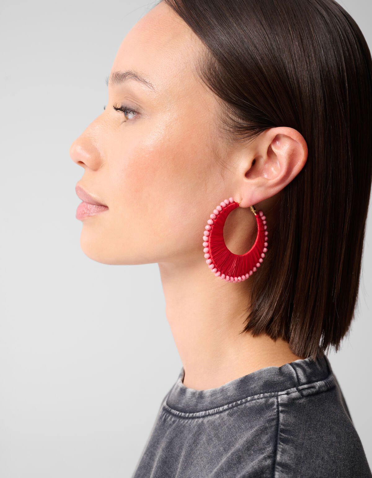 Beaded Hoop Oorbellen Roze SHOEBY ACCESSOIRES